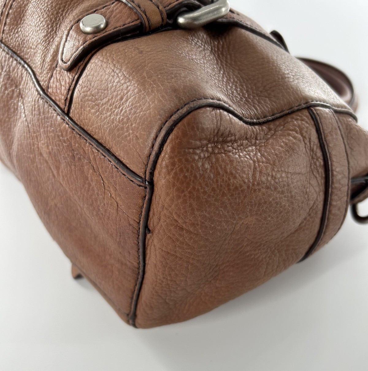 Vintage Fossil Maddox chestnut pebbled leather satchel