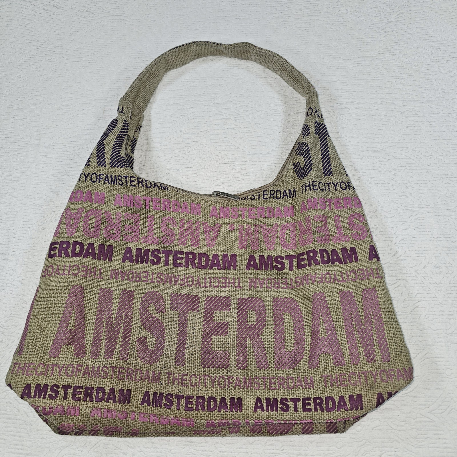 Robin Ruth Amsterdam City of Amsterdam Text Print Shoulder Tote Bag