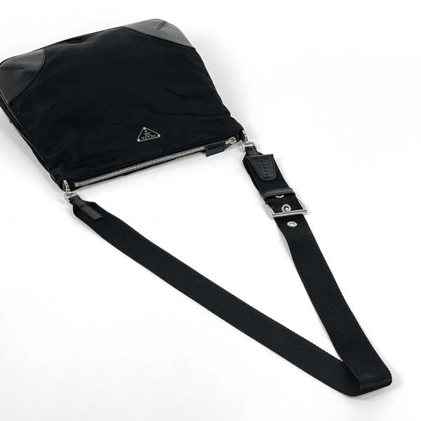 Prada Nylon Leather Black Shoulder Bag #BS4204