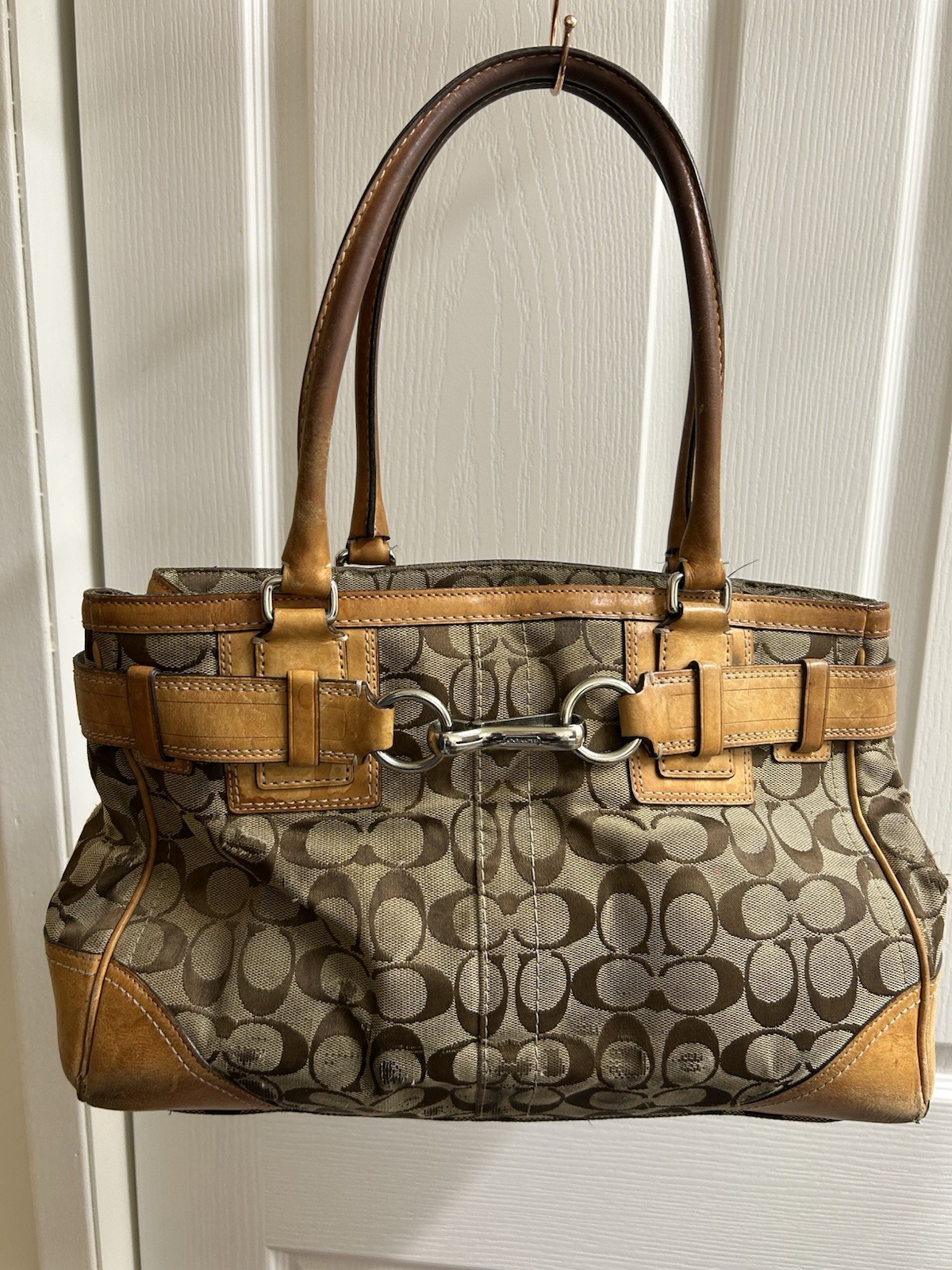 Coach Vintage Horsebit Large shoulder bag Zip Detachable Strap Brown y2k