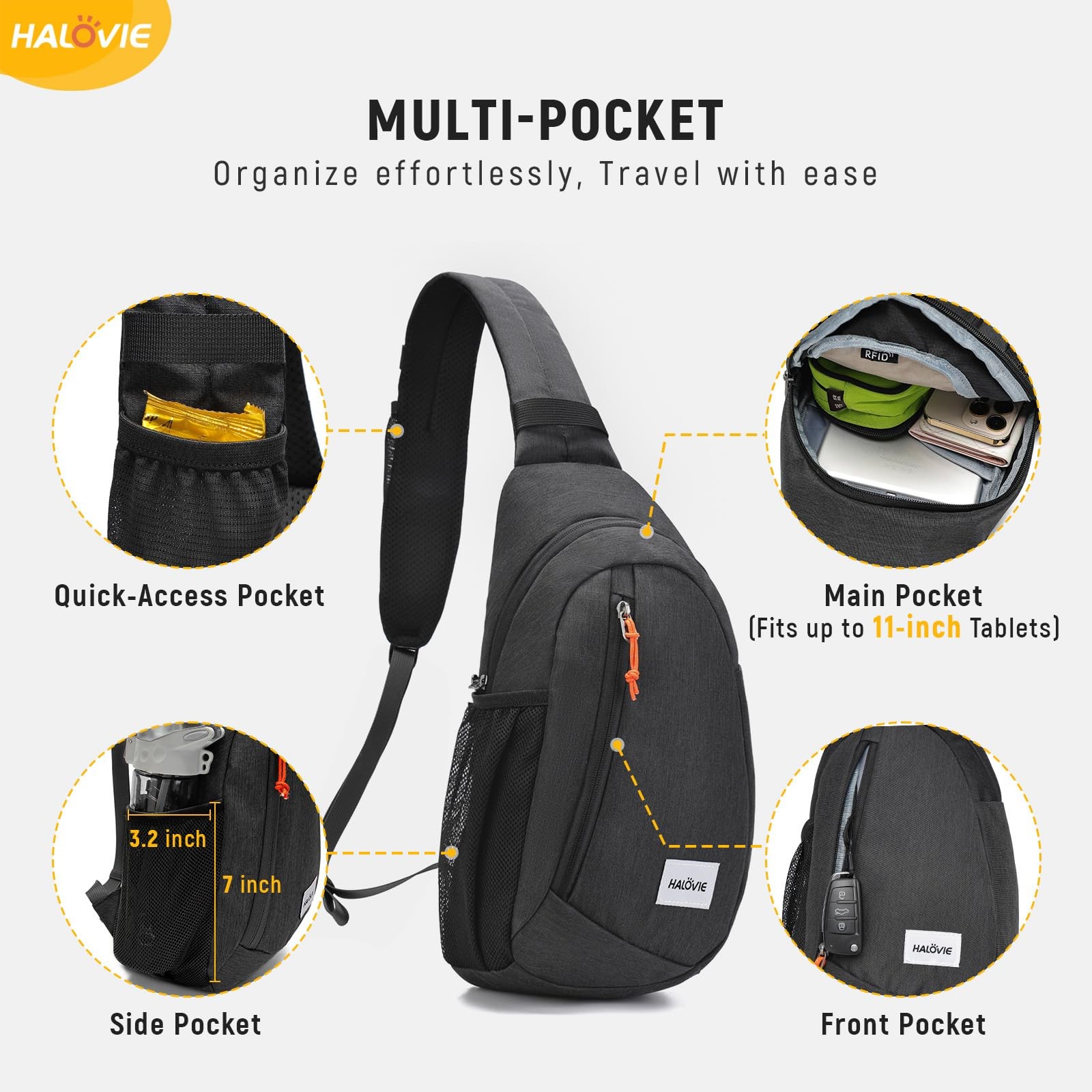 Anti Theft Crossbody Sling Bag RFID Travel Sling Backpack Lightweight Hiking …