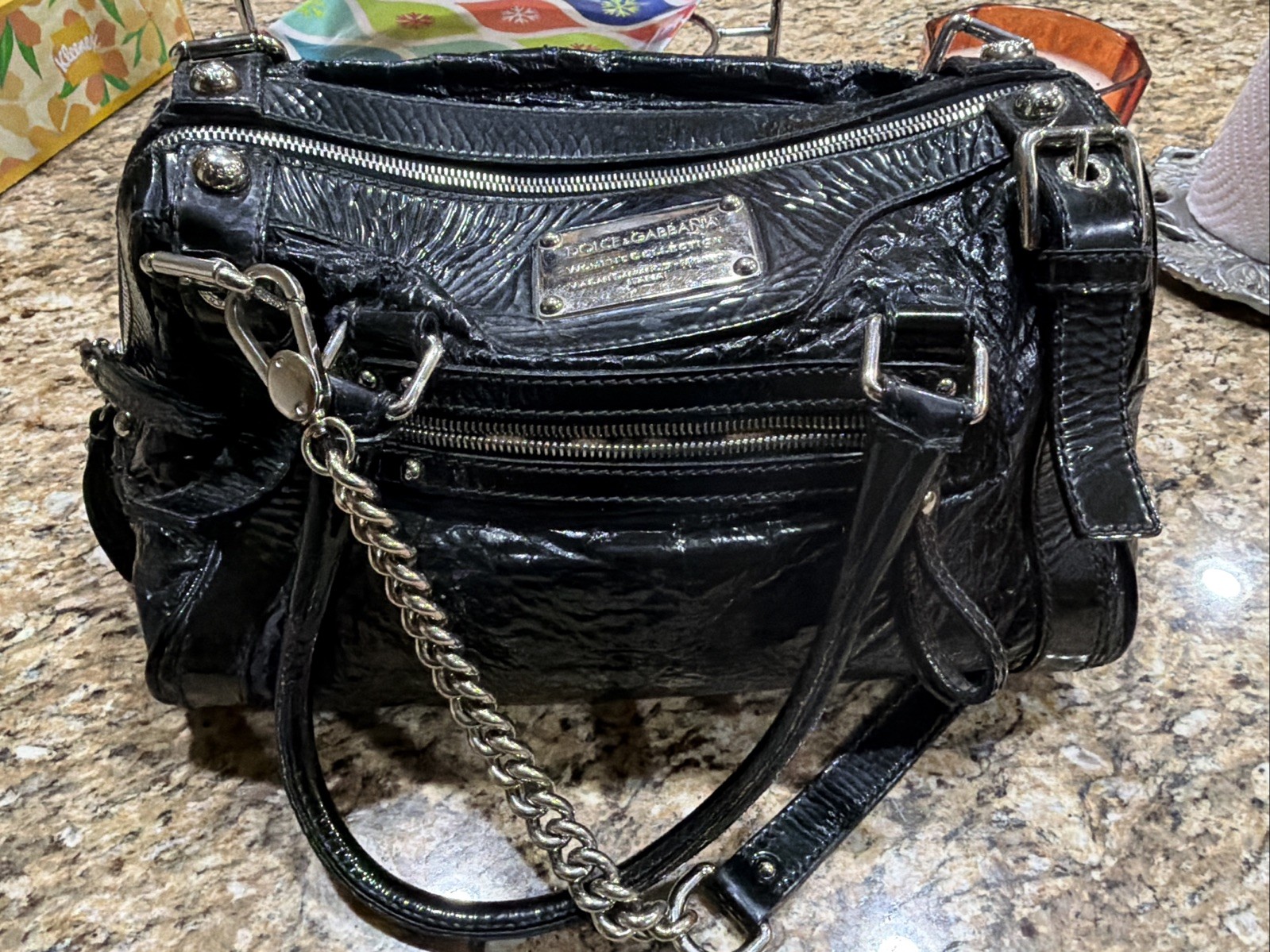 Dolce & Gabbana Black Leather Handbag, Miss Easy Way-Vintage-Authentic