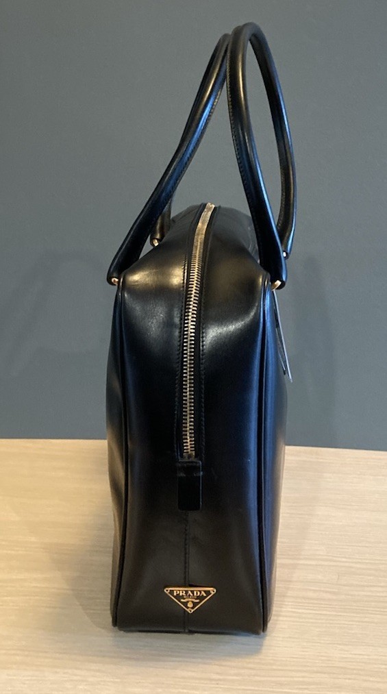 Prada Bauletto BL0094 Vitello Box Leather Bag Nero NWT Lock Key w/ Cards