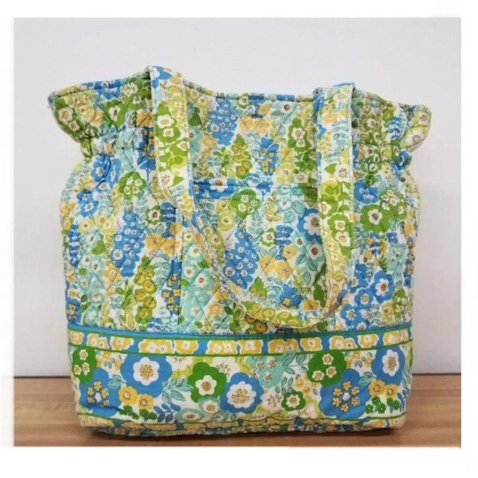 Vera Bradley English Meadow Laura Cinch Tote Bag quilted Floral Cotton Large