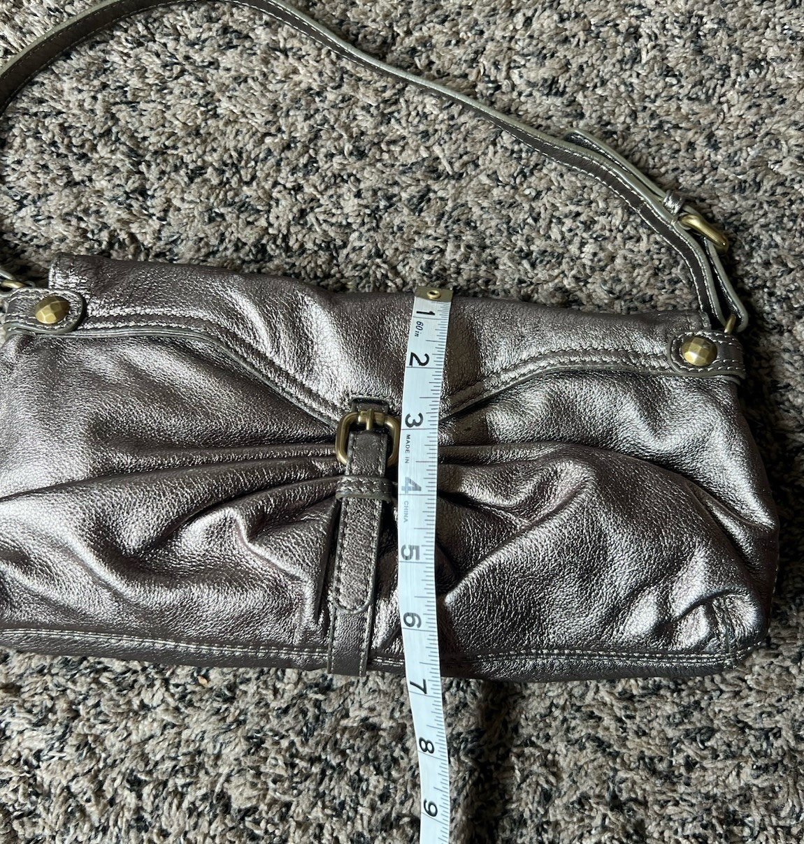KOOBA Metallic Pewter Small Leather Purse Shoulder Bag Y2K 2000s Indie Festival