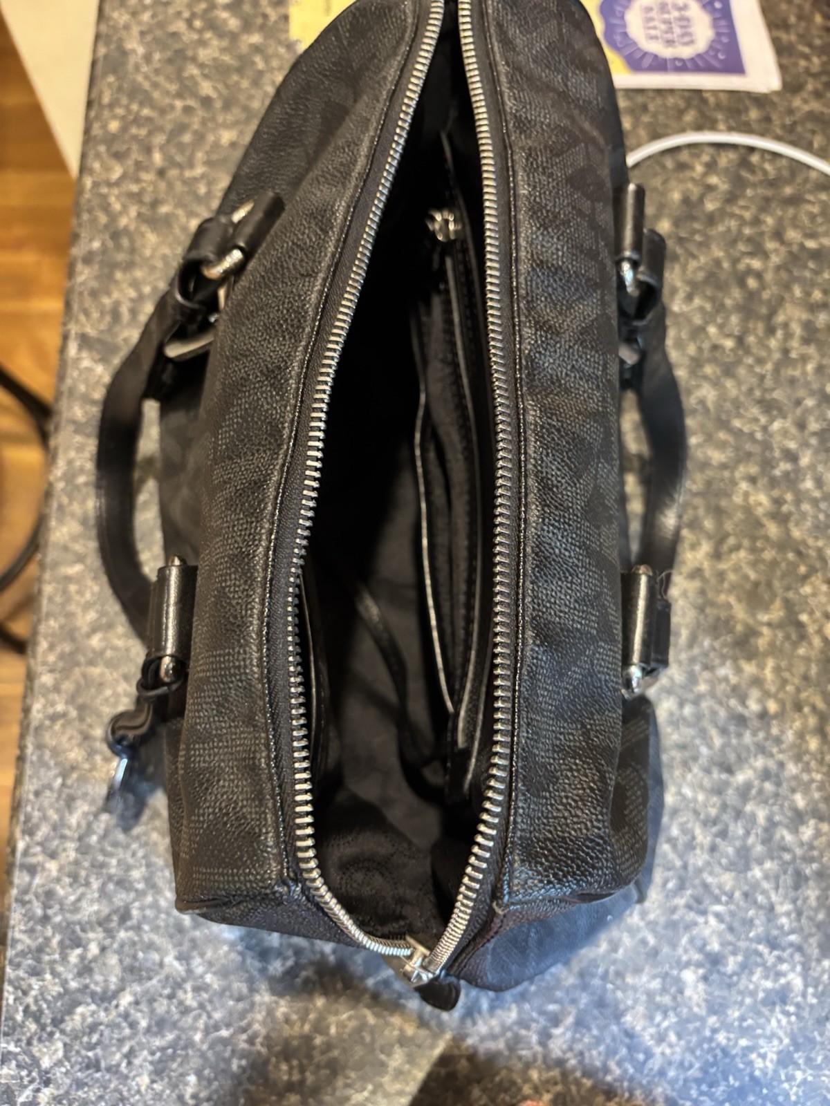 Michael Kors Signature Medium Grayson Satchel Bag Black