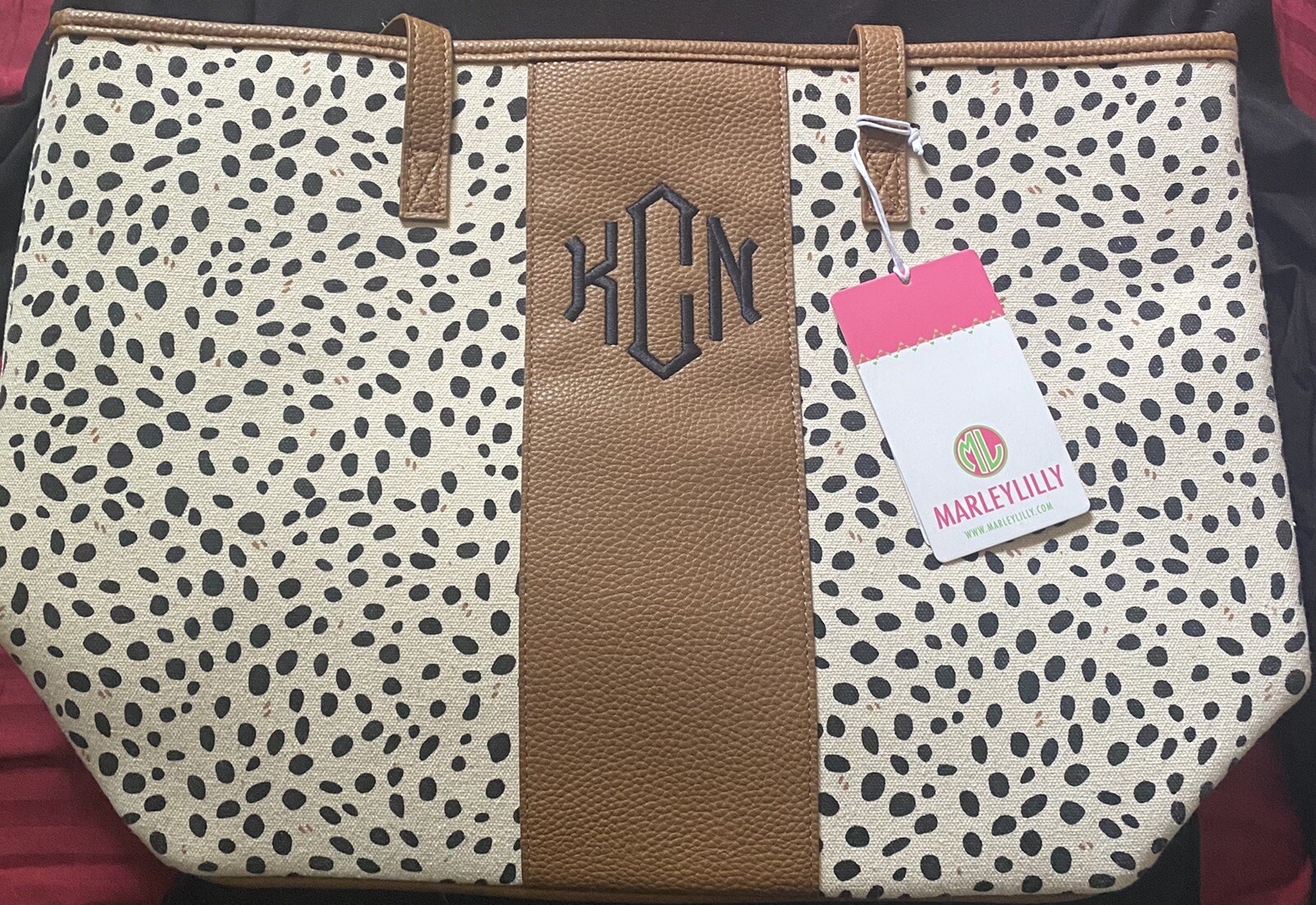 MARLEYLILLY Monogrammed Lepard Tote Bag