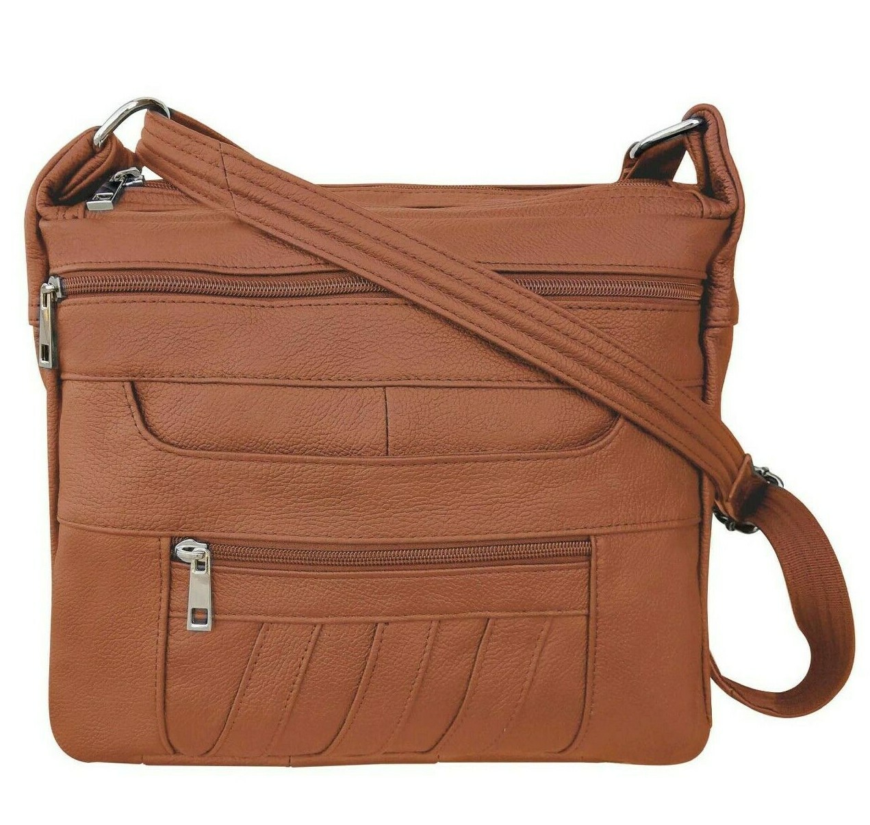 Leather Concealed Carry Gun Purse Concealment Bag with Locking Zipper CCW CWP