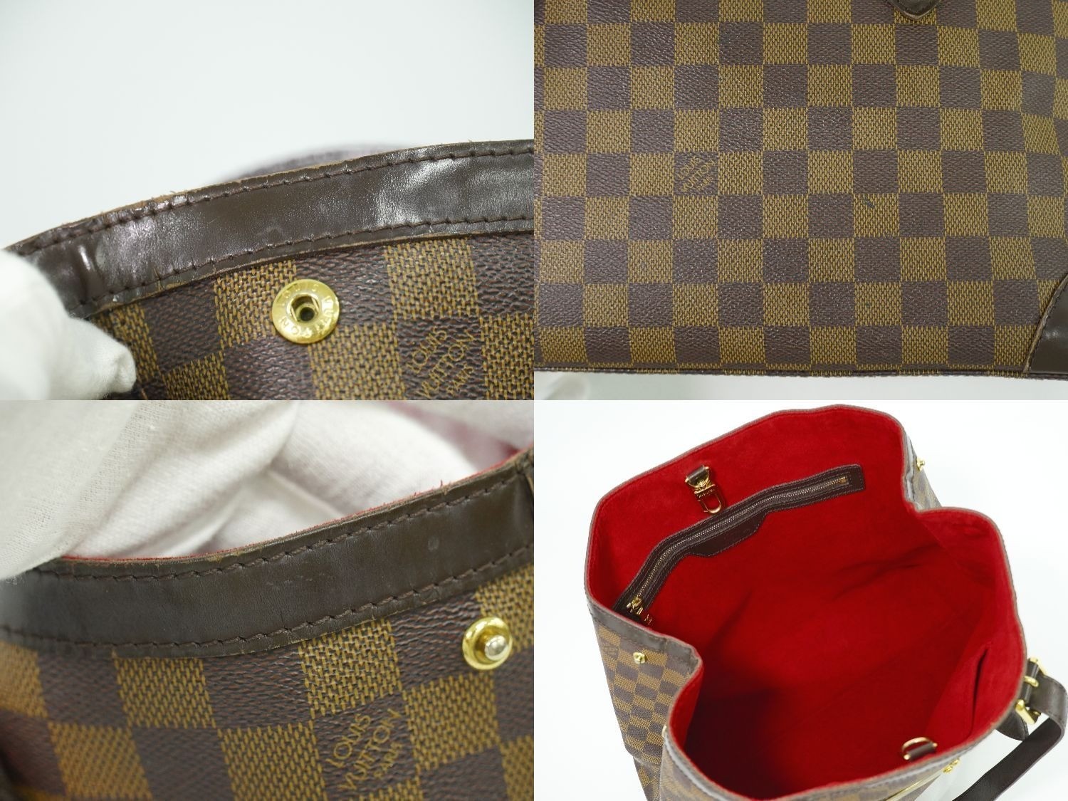 Auth LOUIS VUITTON Damier Hampstead GM Tote Bag Brown N51203 from Japan USED