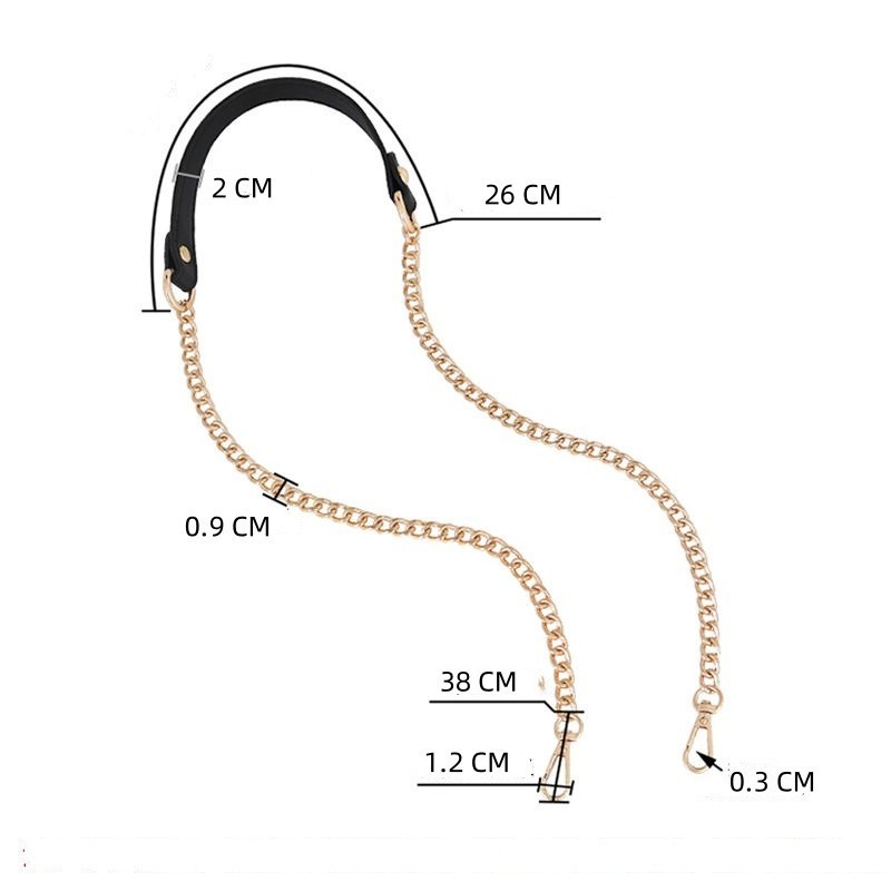 Replacement Retro PU Leather Purse Chain For Handle Shoulder Bag Light Golden