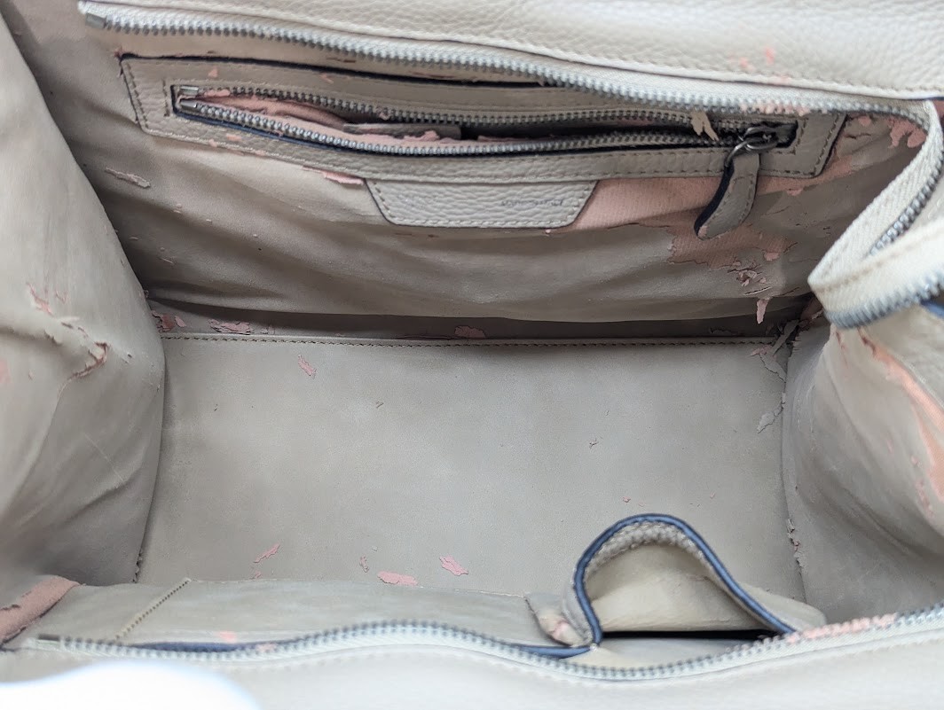 CELINE Luggage Mini Shopper Leather Tote Hand Bag Beige Authentic