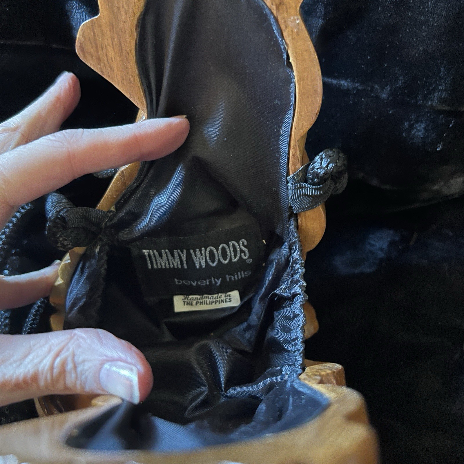 Timmy Woods Beverly Hills Char Pei Wooden Handbag Purse Never Used Rare