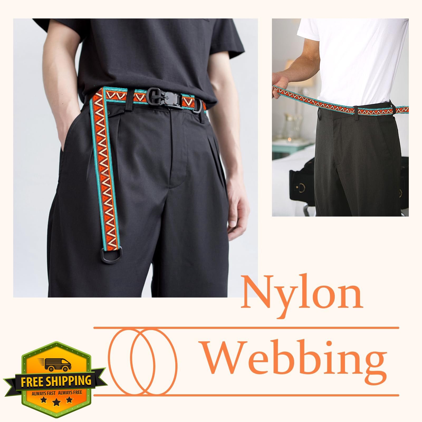 Grosun 1.5 inch Patterned Nylon Webbing Belt Straps Purse Backpack