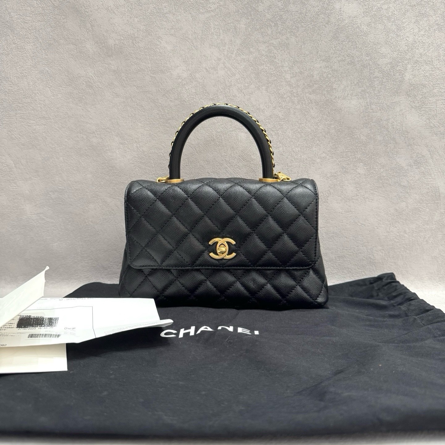 Chanel Coco Handle Small Black Caviar Leather Top Handle Crossbody Bag US Ship