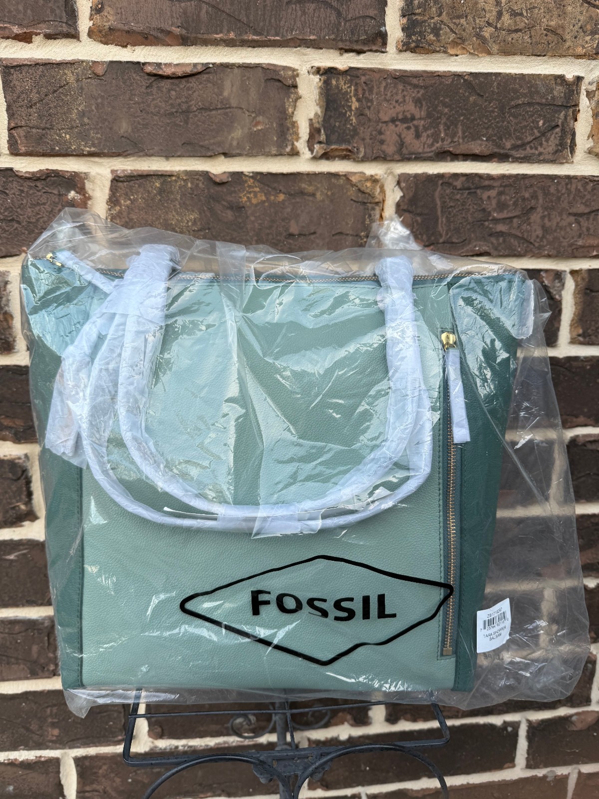 NWT Fossil Tara Leather Shopper Colorblock Balsam Green Shoulder $230