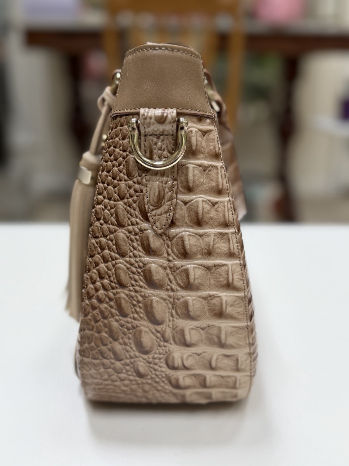 🤍🤎 Brahmin TRAVERTINE BREVIK RAELYNN Satchel EUC Sophisticated & RARE