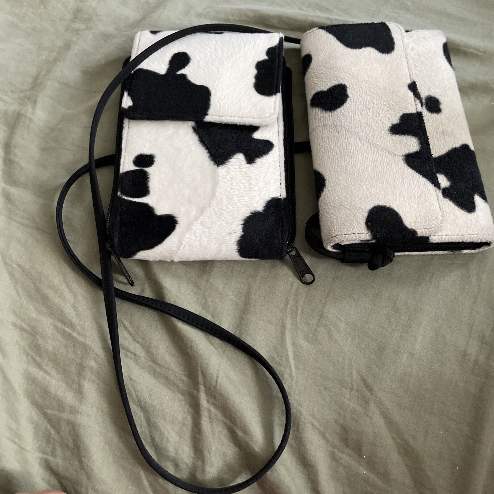 Amanda Smith Cow Pattern Bag Purse Sm Strap Hobo Set Of 2
