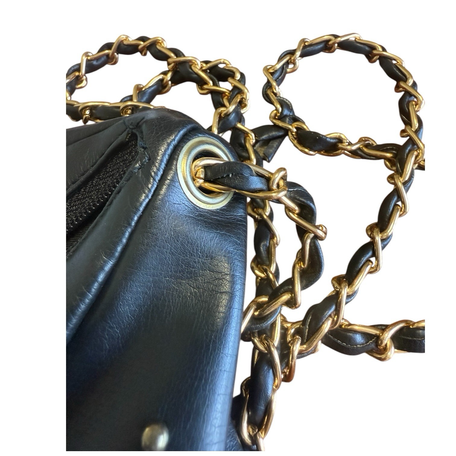 Vintage Goth Pleather Studded Trianglular Wrapped Chain Crossbody Purse Bag Rare