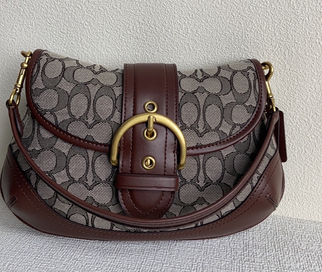 coach Soho Signature Jacquard top handle shoulder bag CJ814 Maple Brown Outlet