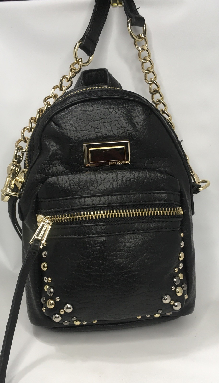 Juicy Couture Black Studded Purse 9 Inch Long Adjustable Chain Strap