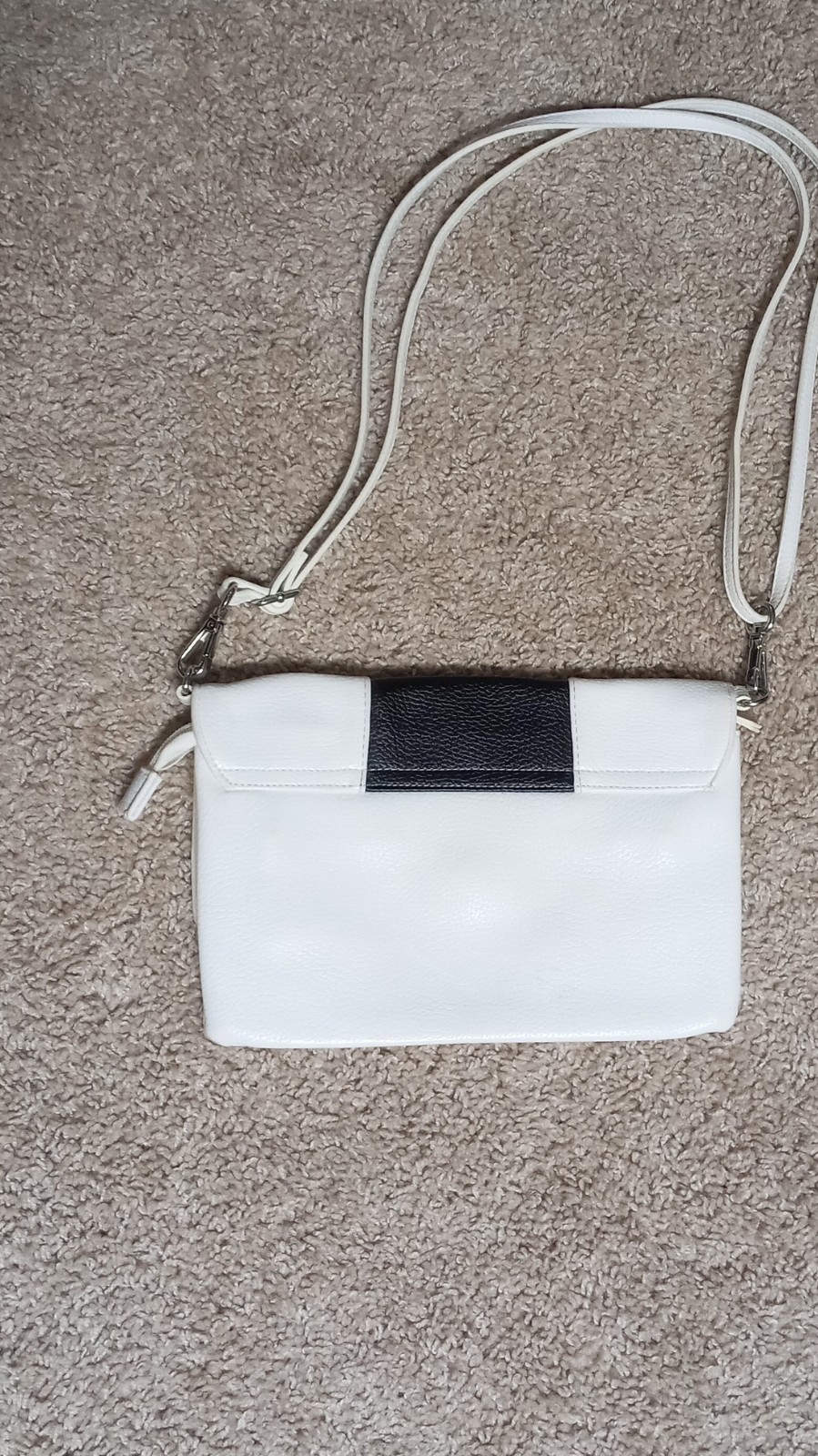 lp blue linea pelle Colorblock Shoulder Bag Adjustable Strap Pebbled Silver