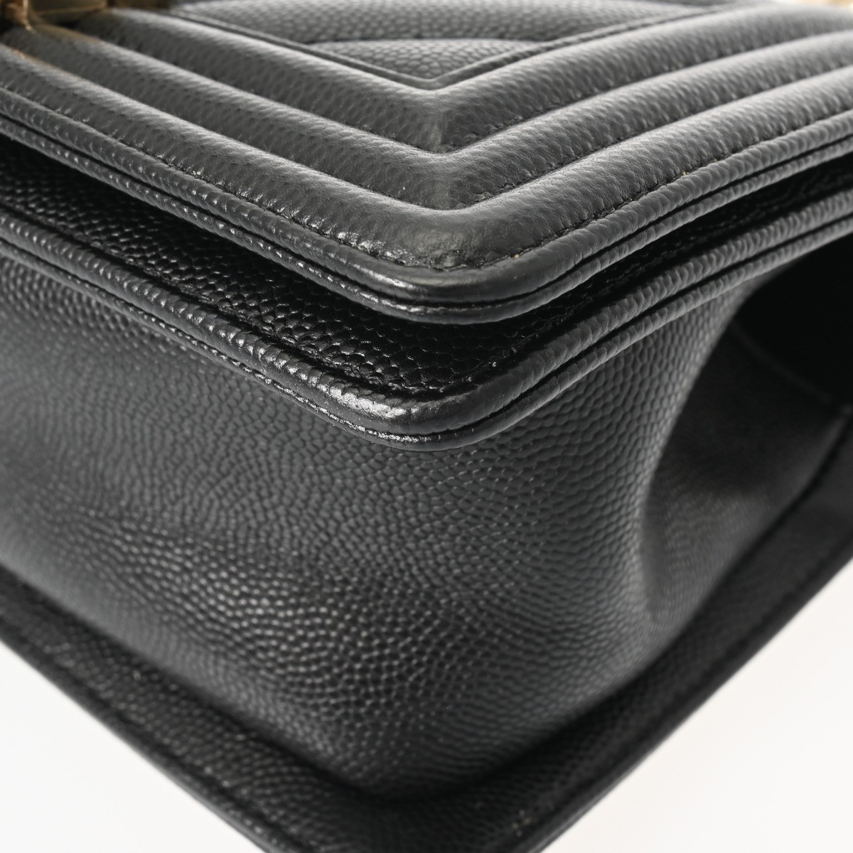 CHANEL ChainShoulder 7.9″ A67085 Boy Chanel/V Stitch Caviarskin black Women …