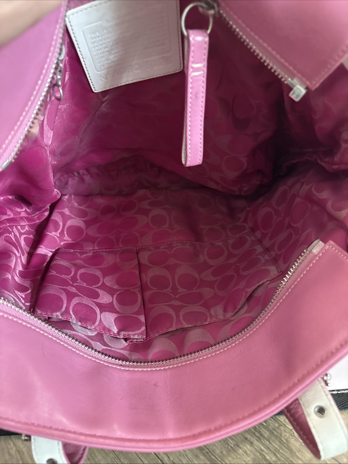 Vintage COACH Pink Leather Hampton Tote Bag Authentic 15”x12”