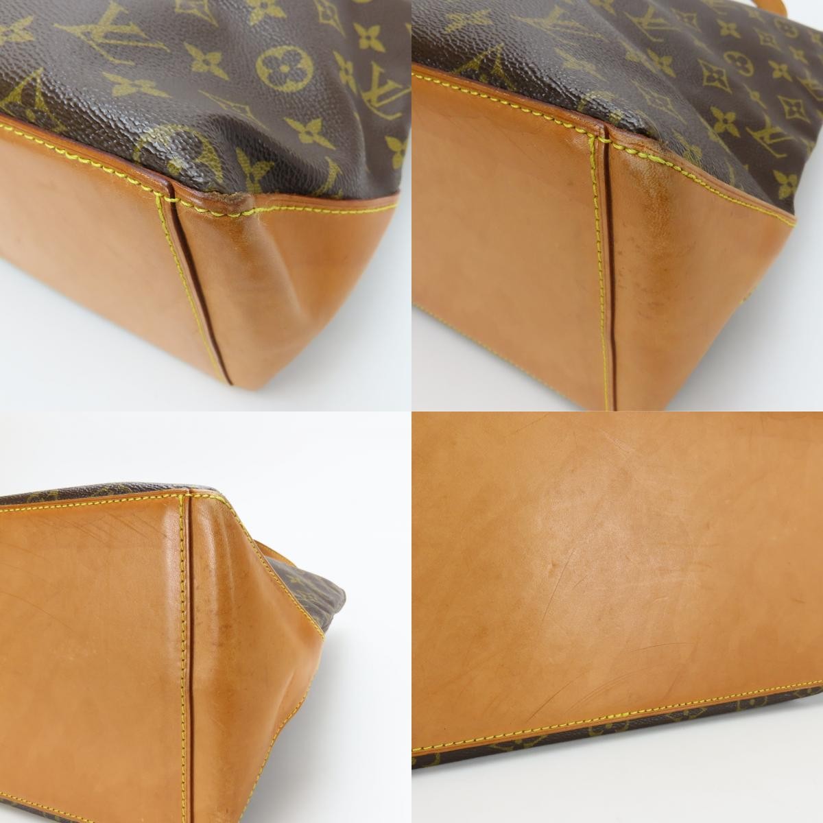 USED LOUIS VUITTON Tote Bag Cabas Mezzo M51151 Monogram/Nume leather Brown P…