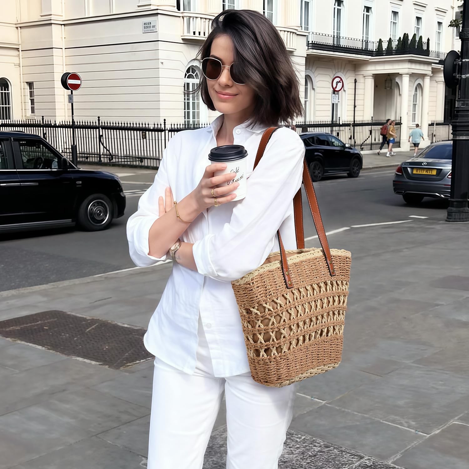 Beach Bags for Women, Summer Straw Beach Bag, Woven Straw Tote Bag Shoulder H…