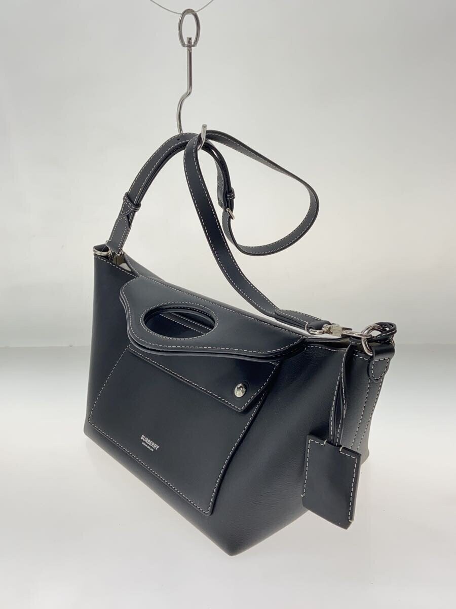 BURBERRY Shoulder Bag Black Leather 2way Authentic From Japan