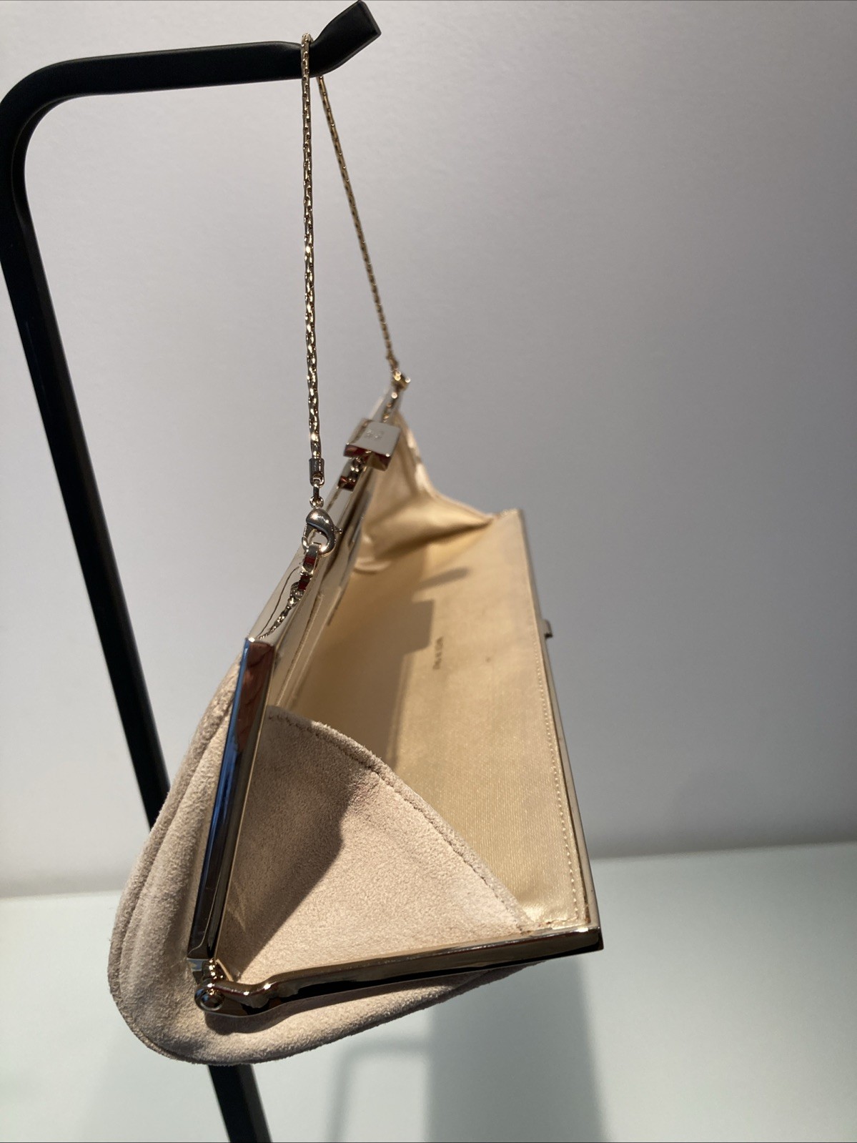 BADGLEY MISCHKA AUTH VINTAGE FLORAL SUEDE/CRYSTAL EVENING BAG $1250 EXCELLENT!!