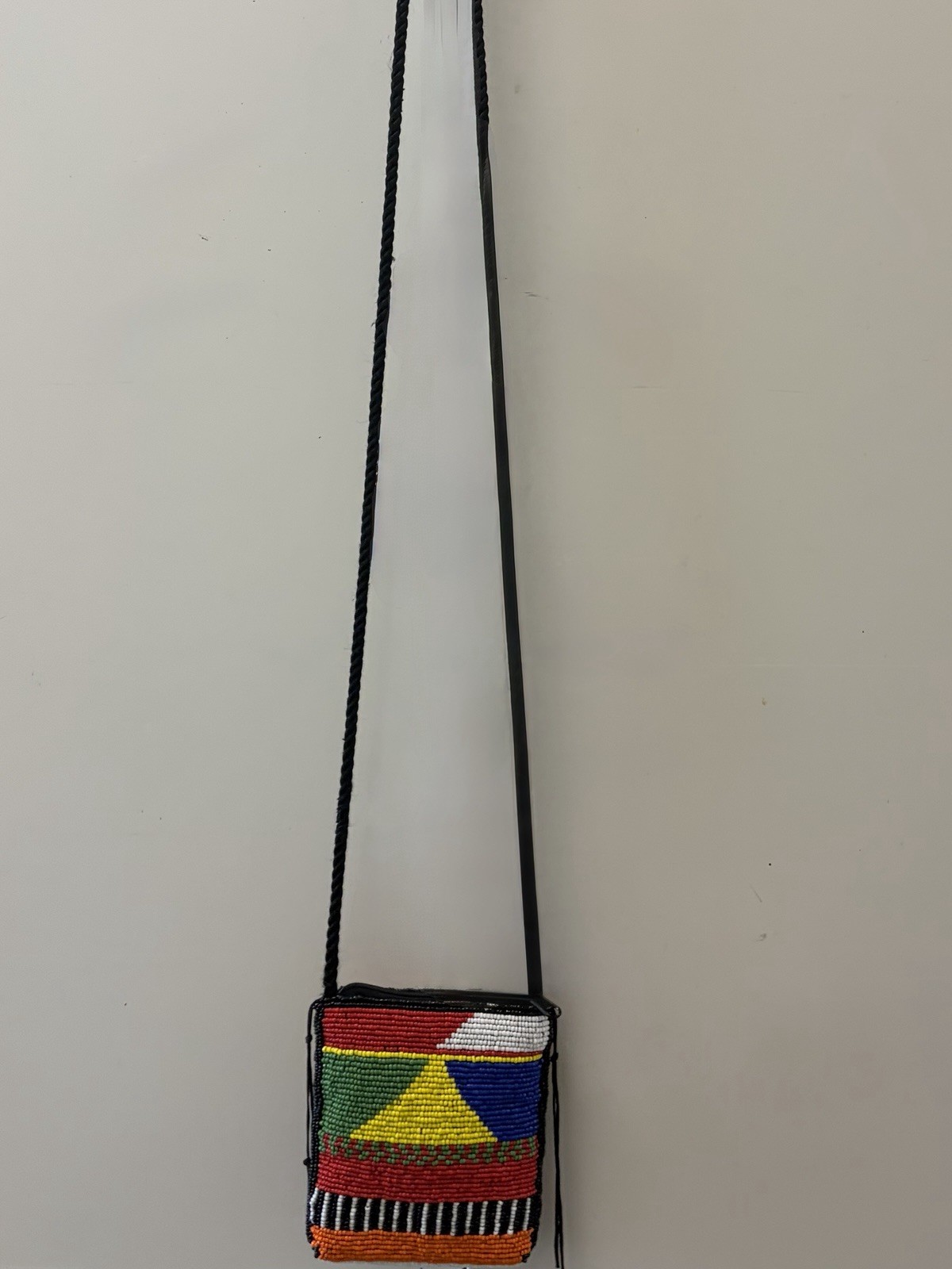 Beaded Mini Handbag Multicolored Green Red Yellow Orange Black White NWOT
