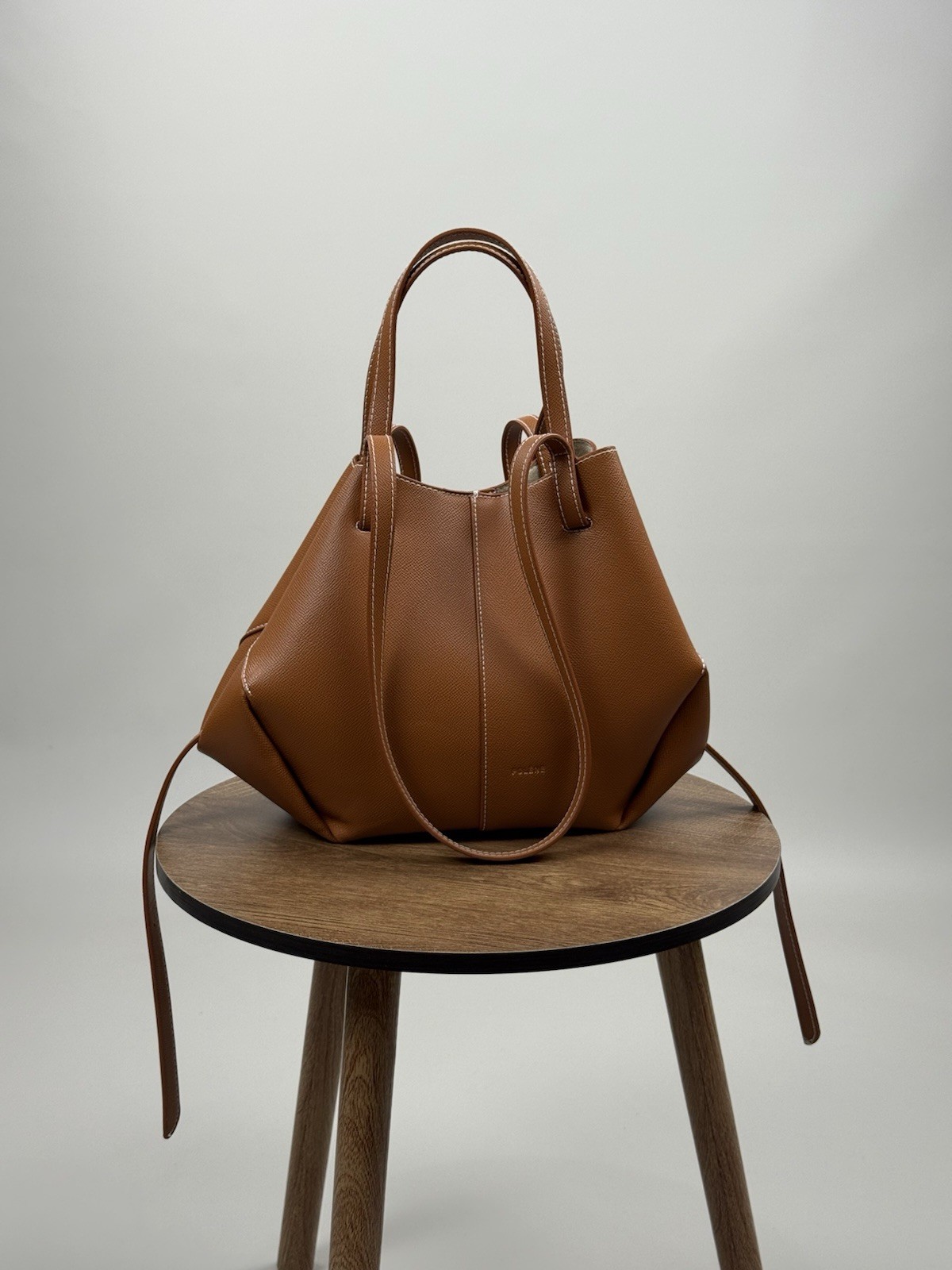 Polène Cyme Tote Bag Camel Leather Authentic Made in Spain