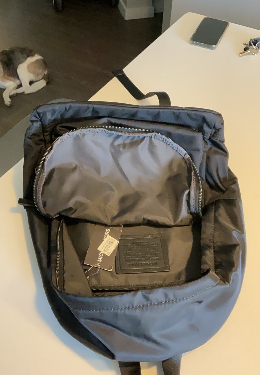 Michael Kors Black Backpack Front Zip Pocket, Silver Hardware, Adjustable Strap