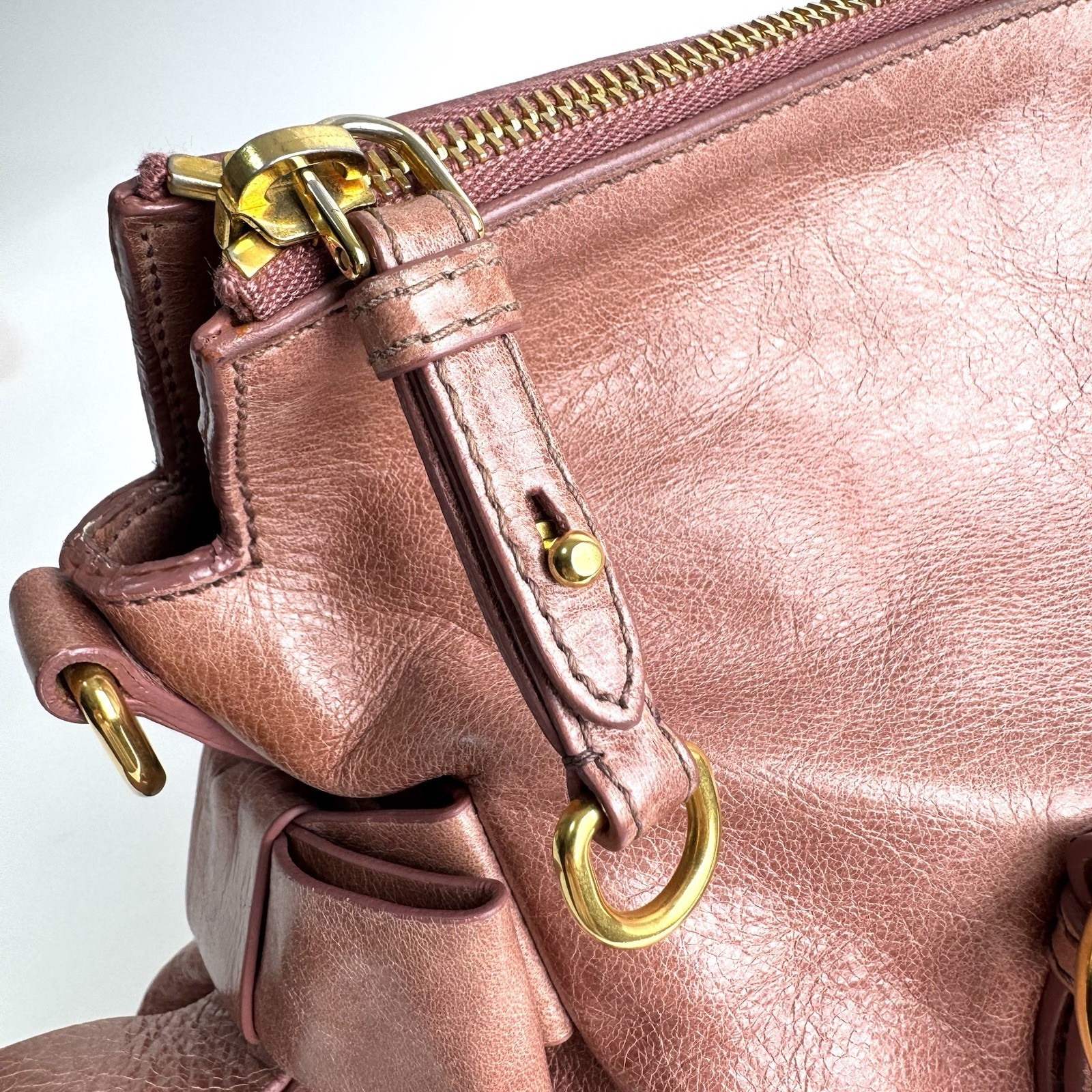 Auth Miu Miu Vitello Lux Ribbon Pink Leather 2Way Shoulder Handbag Y2K e108