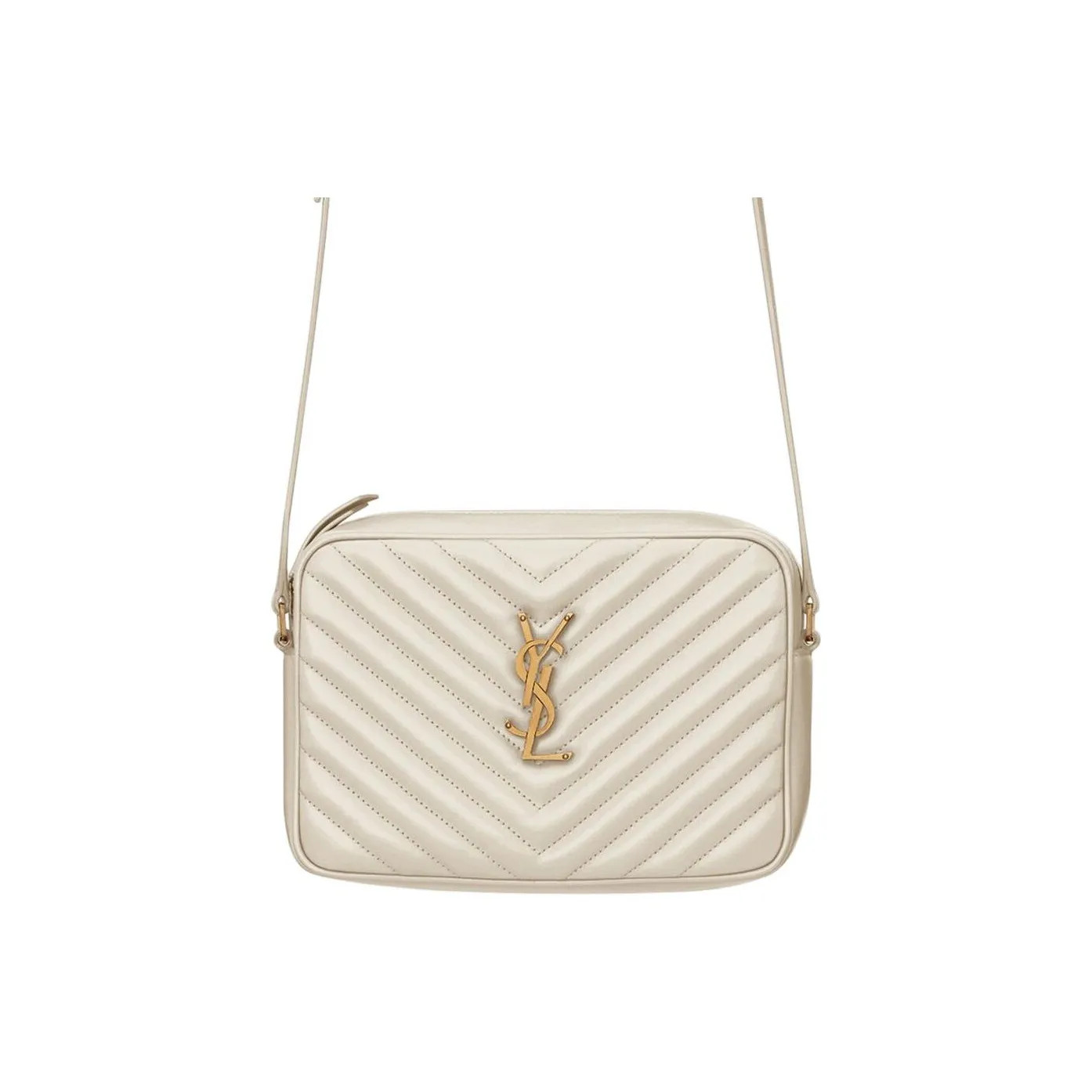 SAINT LAURENT LOU Leather Crossbody bag Women’s White 9.1*2.4*6.3 in
