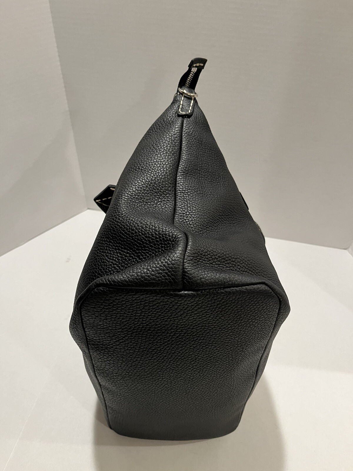 Moreau Paris Black Pebbled Leather Tote Shoulder Bag Made In France With Pouch