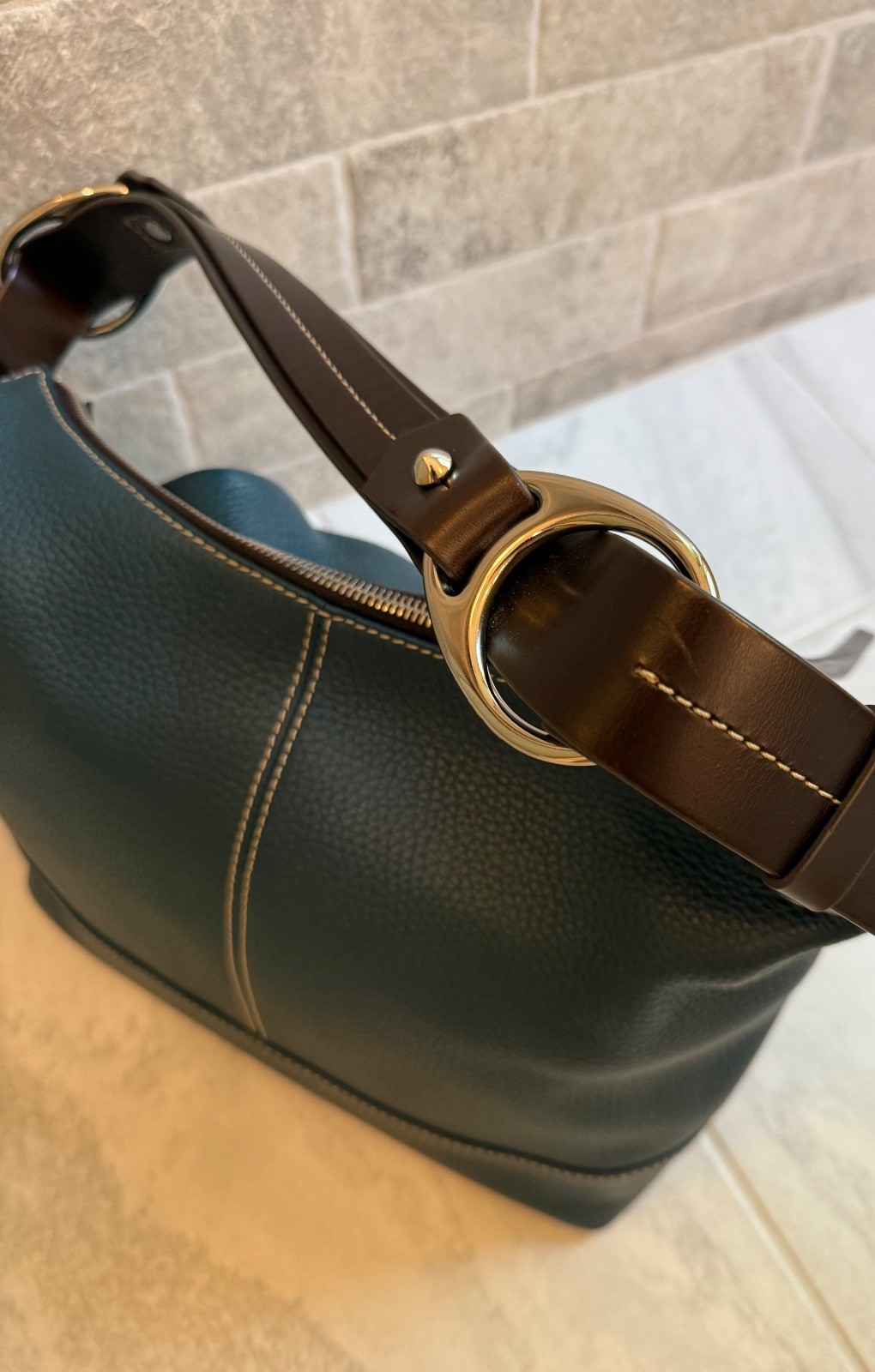 Dooney & Bourke Teal Pebbled Leather Gracie Shoulder Bag