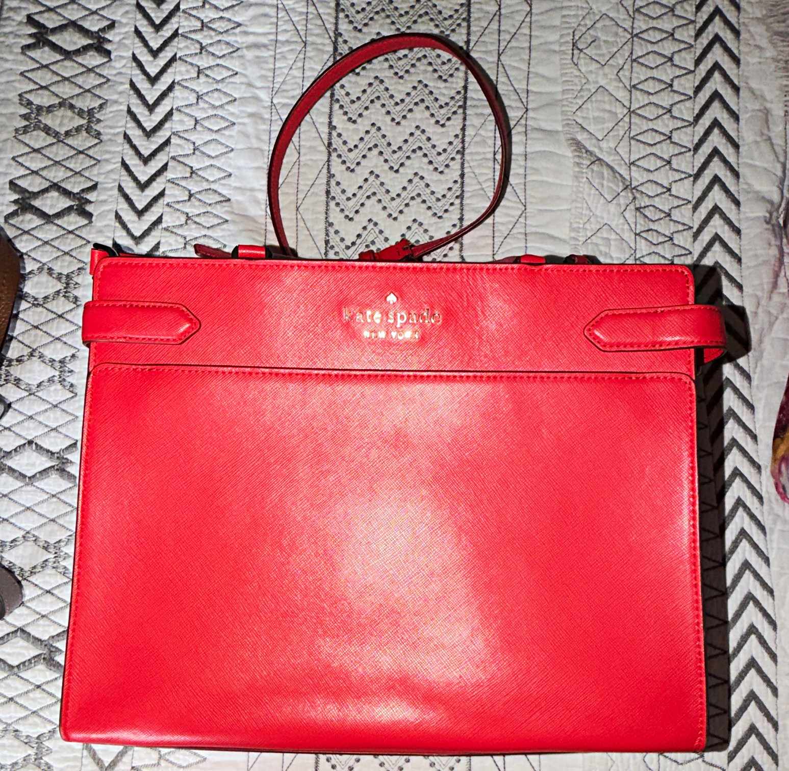 Kate Spade New York Red Satchel Top Handle Zip Adjustable Detachable Strap