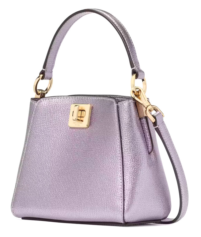 💜Kate Spade Phoebe Metallic Mini Top Handle Crossbody Purple Candied Flower NWT