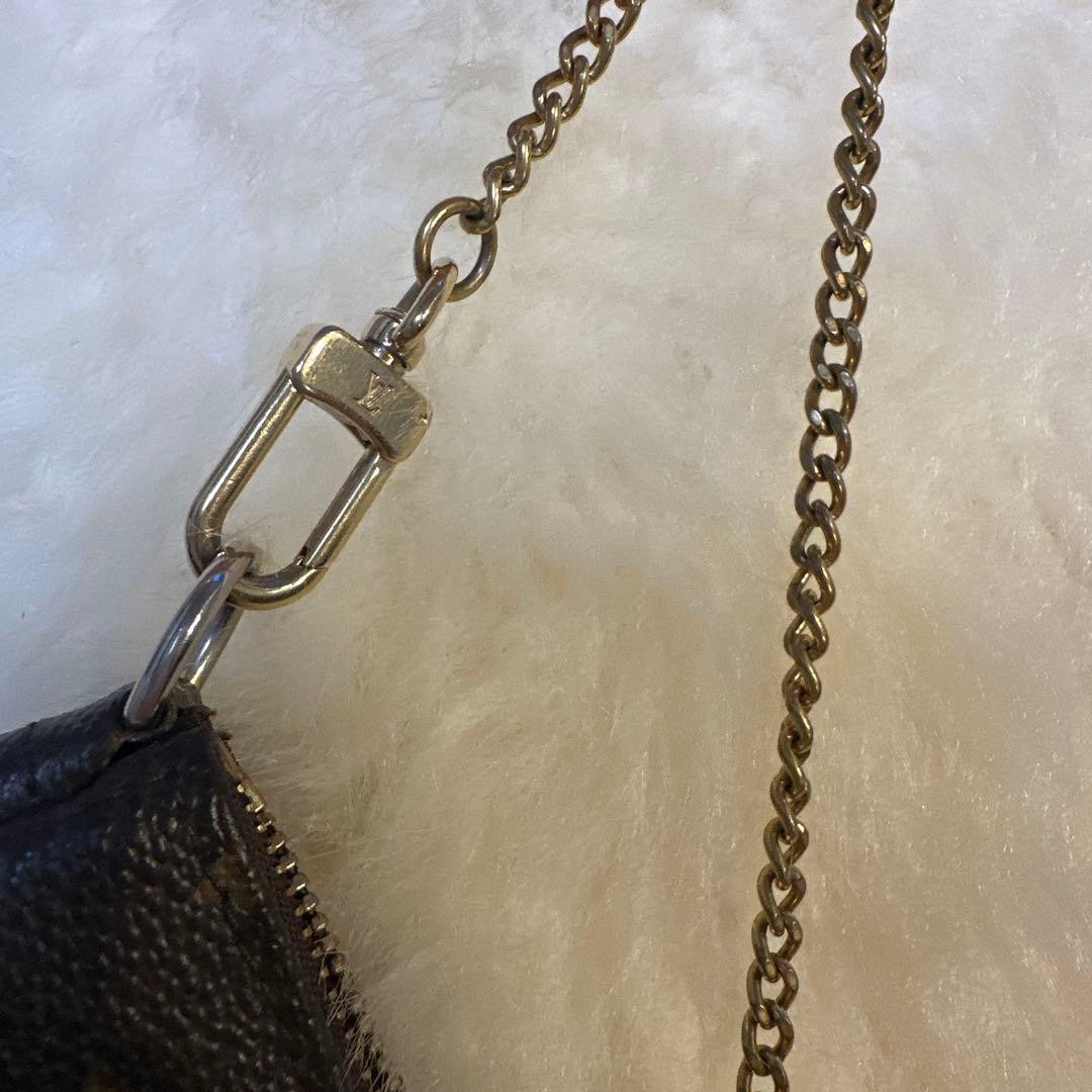 Louis Vuitton Mini Pochette Monogram Leather Brown Authentic Crossbody Bag