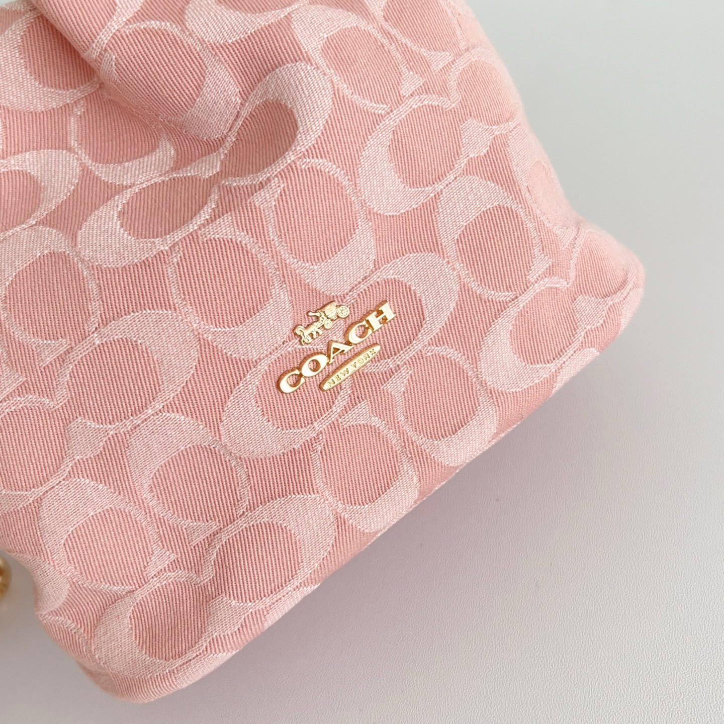 Coach Faye Mini Drawstring Bag Signature Denim CEP40 Pink