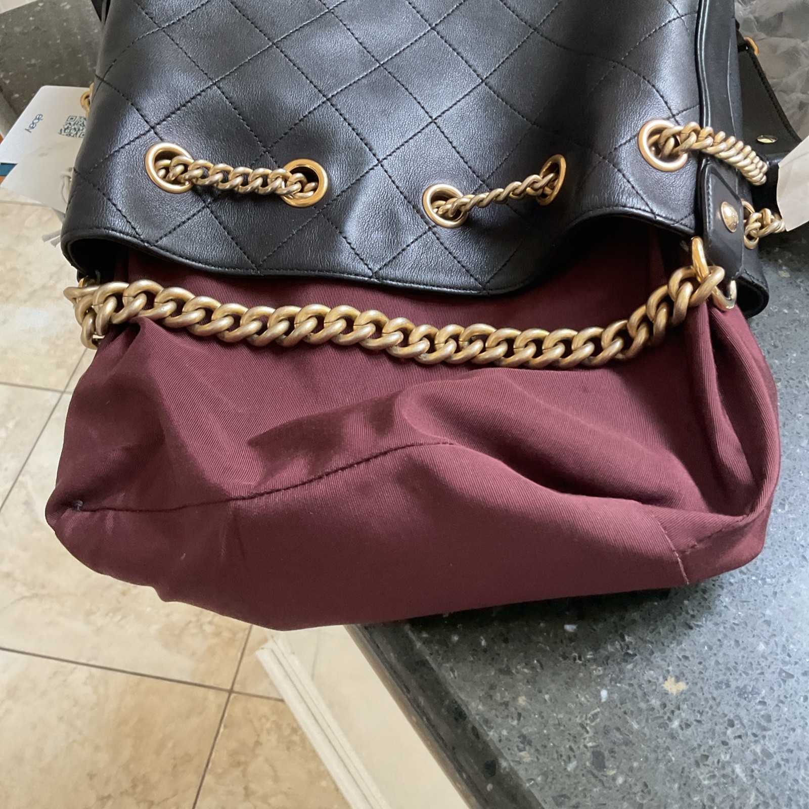 Chanel Cowhide Hobo Shoulder Bag Excellent Condition Approx.10x8x5”,Black