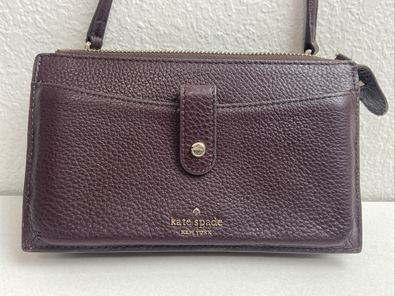 KATE SPADE Women’s Burgundy Genuine Leather Purse Crossbody Handbag Messenger