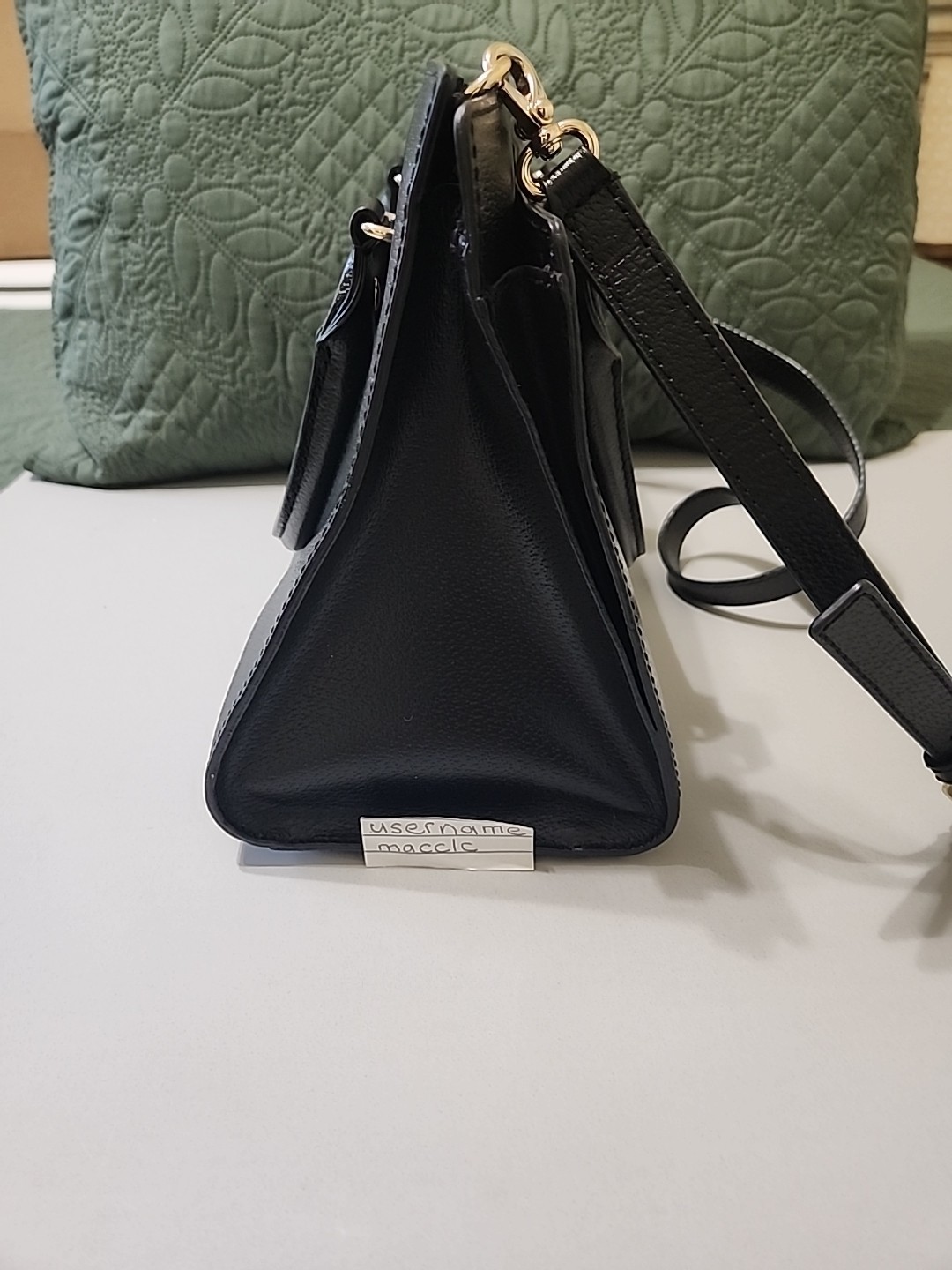 Kate Spade Cowhide Blk Pebbled Lthr. Satchel Bag 12 1/2 x 9 1×2 X 6