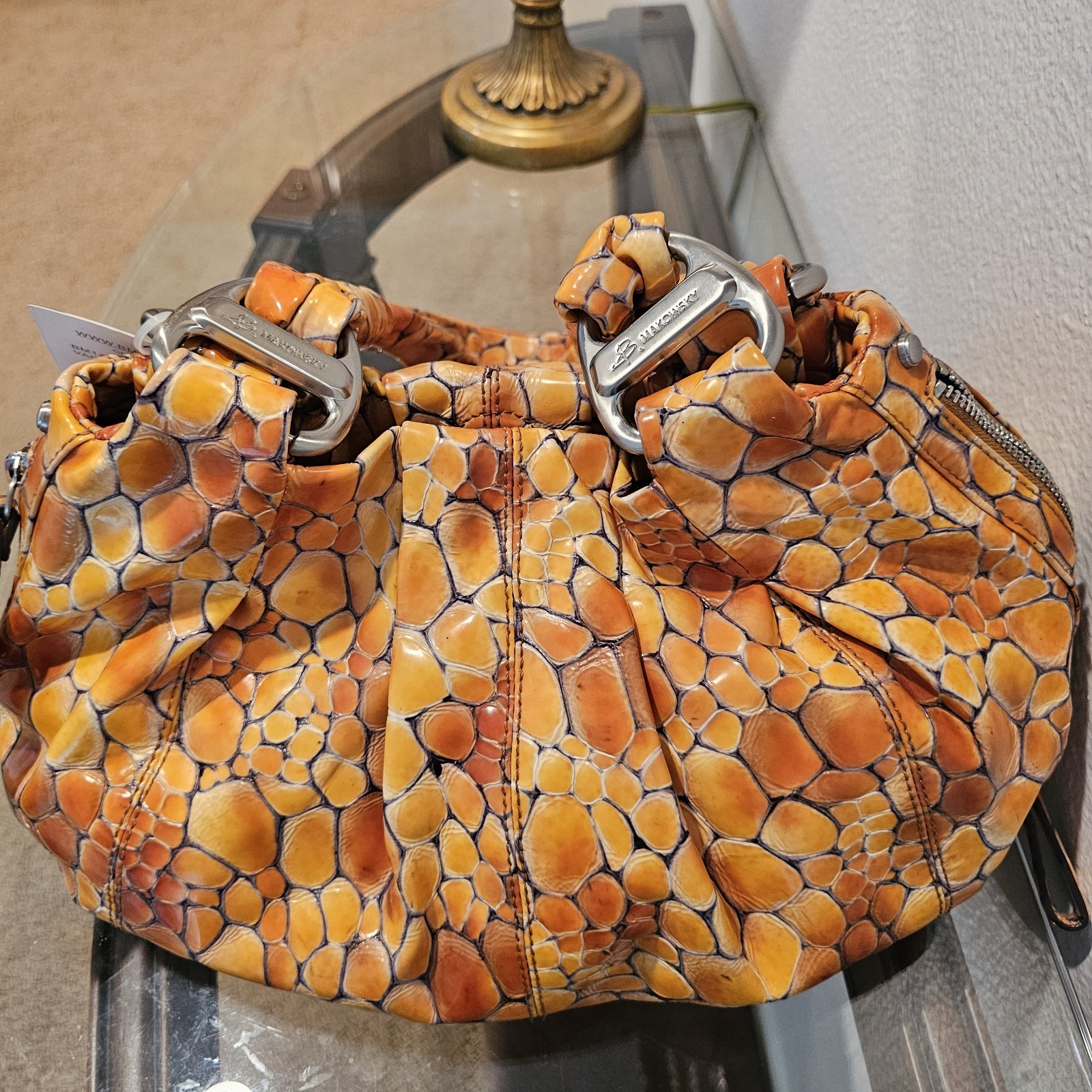 B. MAKOWSKY LARGE GENUINE LACQUERED LEATHER PURSE