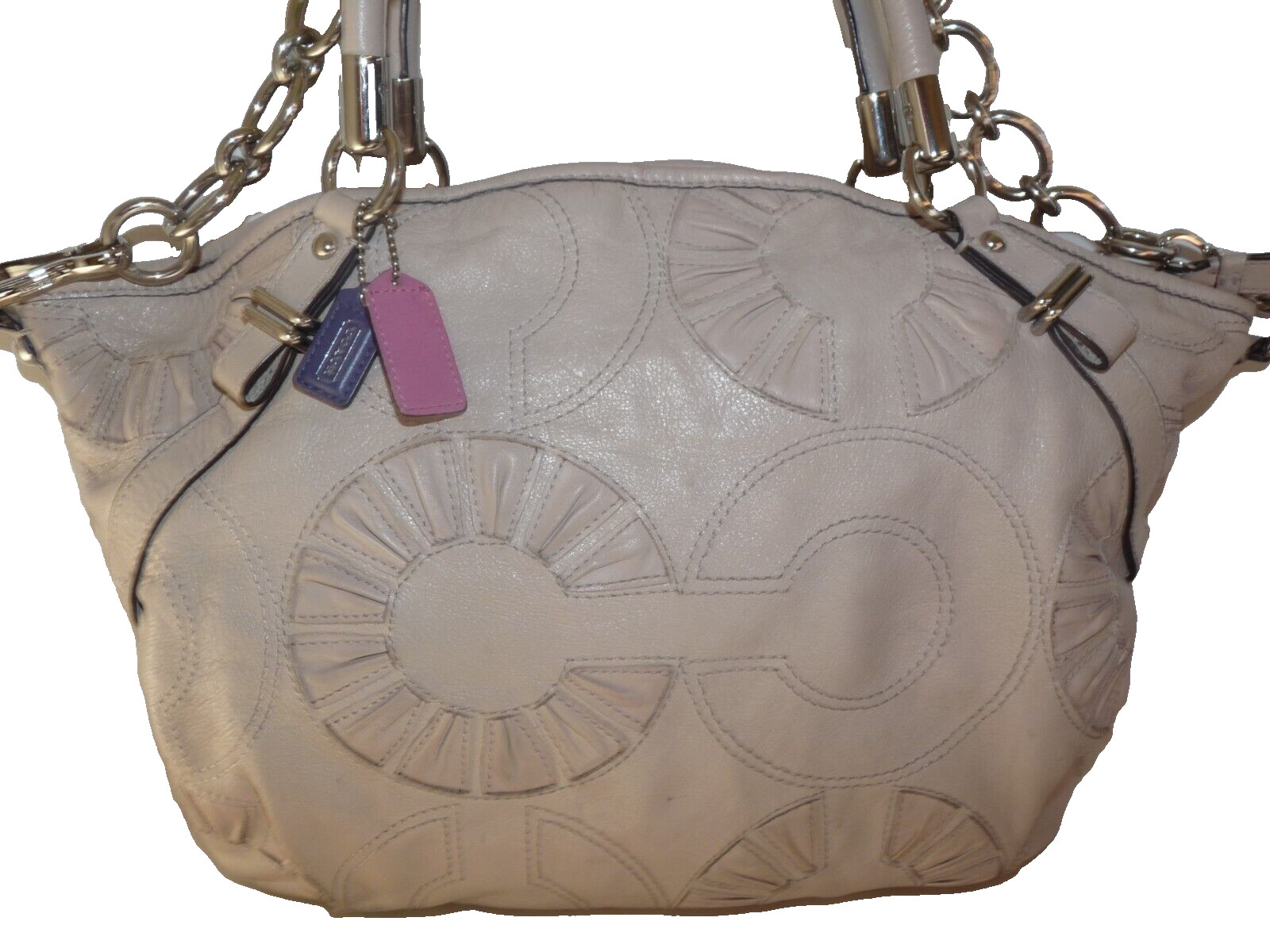 Coach Madison Embellished Leather Large Sophia in Putty #16343 USED
