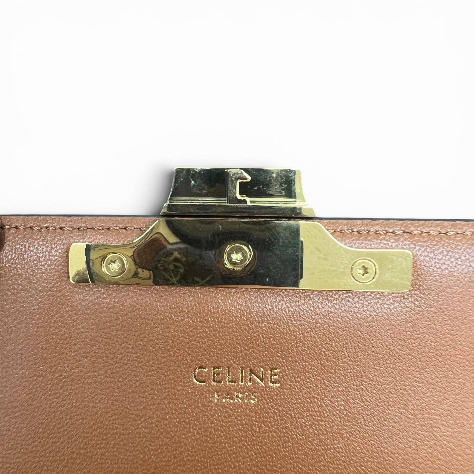 CELINE Triomphe Claude Shoulder Bag Brown PVC Leather 194142 Women’s Accessories
