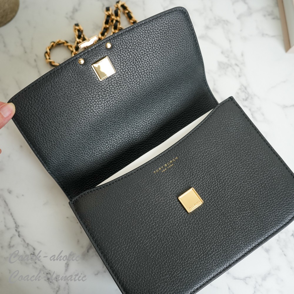 Tory Burch Britten Small Adjustable Shoulder Bag Leather Crossbody in Black NWT