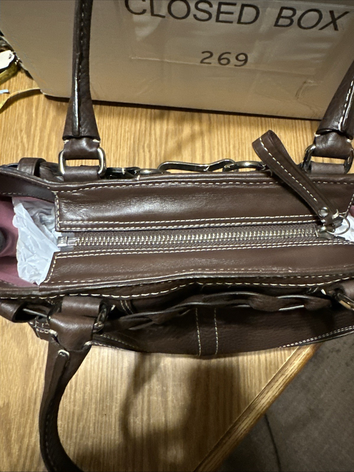 Brown Coach Leather Hampton Handbag